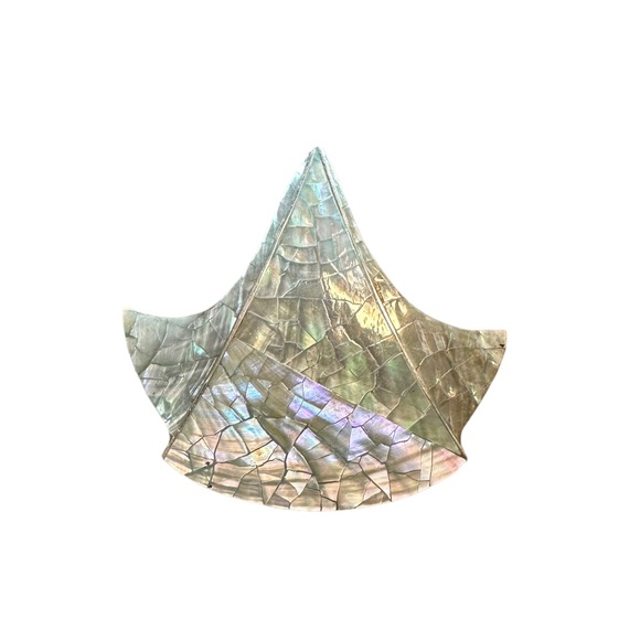 Vintage Abalone Crackle Inlay Shield Shaped Brooch - Picture 1 of 4